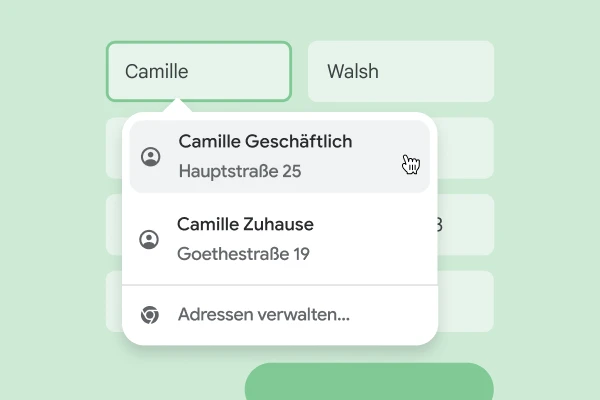 Mit Autofill können Nutzerinnen und Nutzer sofort ihren Namen und ihre Adresse in ein Formular eingeben.