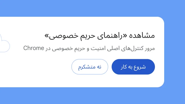 واحد مجزایی از کاربران می‌پرسد آیا می‌خواهند «راهنمای حریم خصوصی» را کاوش کنند.